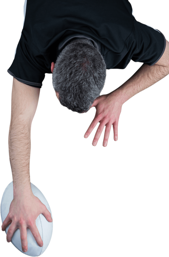 Transparent View of Rugby Player Scoring Try