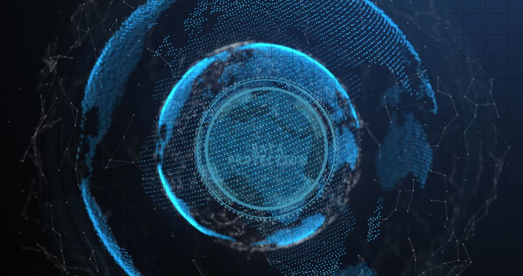 Glowing Digital Globe with Cyber Data Interfaces