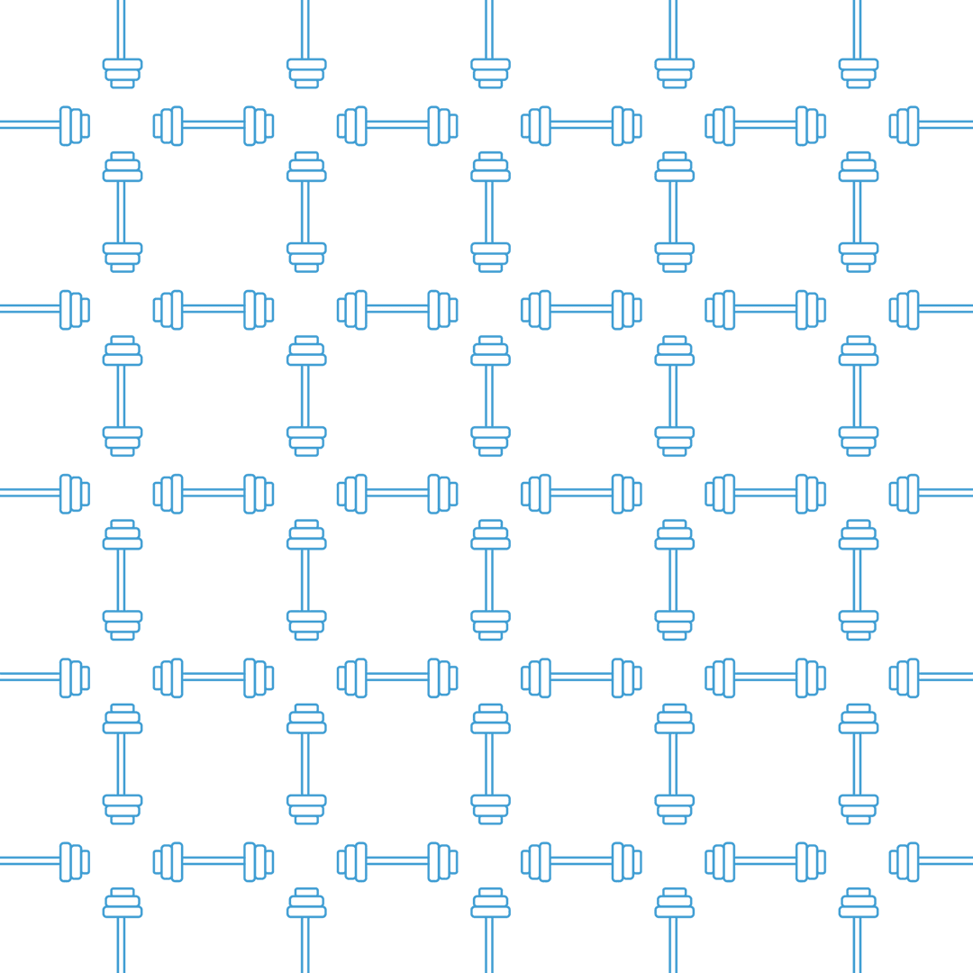 Pattern of Blue Dumbbells on Transparent Background