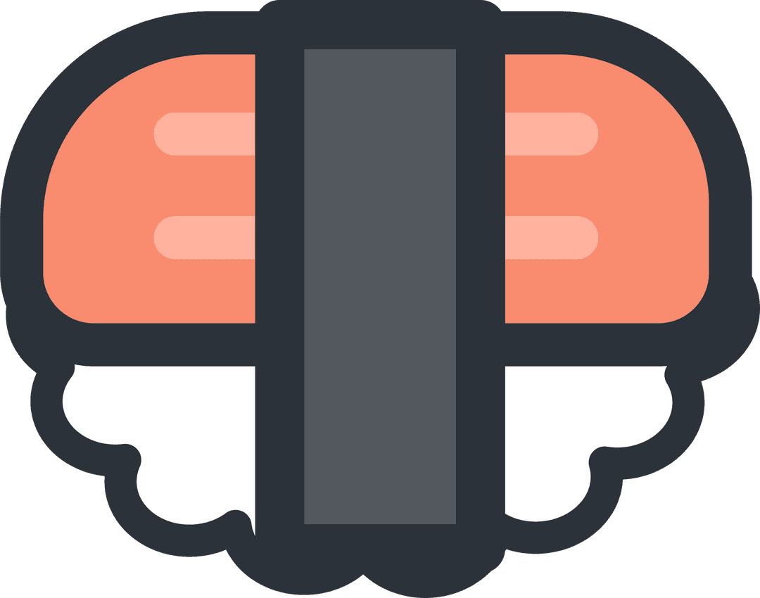 Flat Stylized Salmon Nigiri on Transparent Background Icon