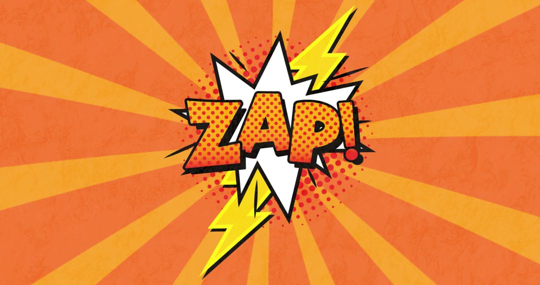 Dynamic Comic Style 'Zap!' Text with Vibrant Orange Background
