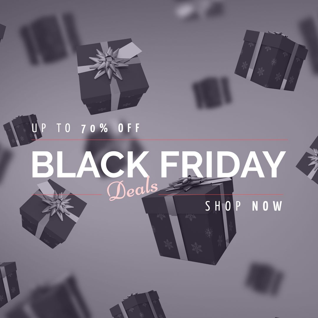 Floating Black Friday Gift Boxes with Bold Sale Text