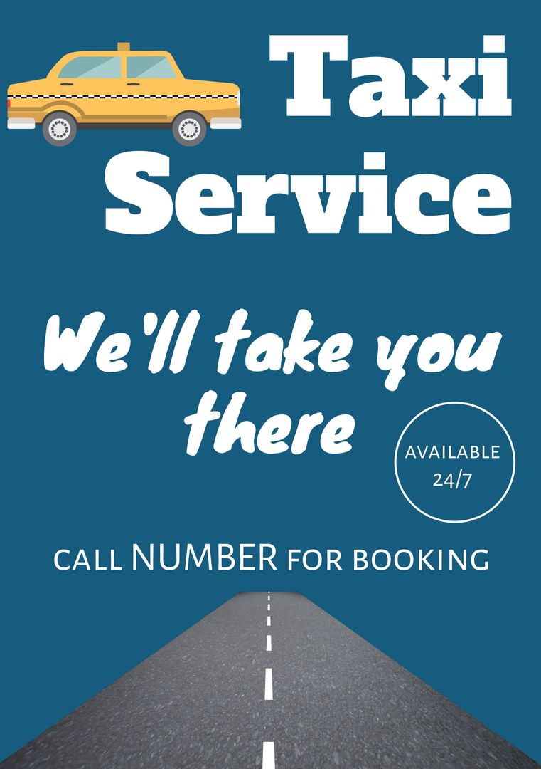 Reliable Taxi Service Advertisement with Road Symbol