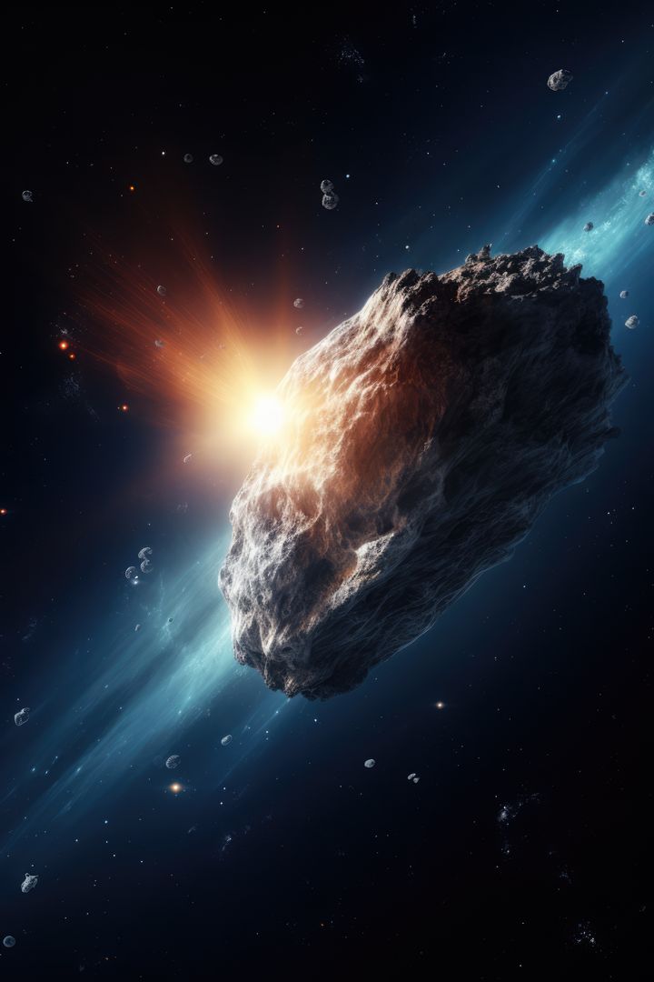 Asteroid in Deep Space with Glowing Light and Starry Background - Free Images, Stock Photos and Pictures on Pikwizard.com