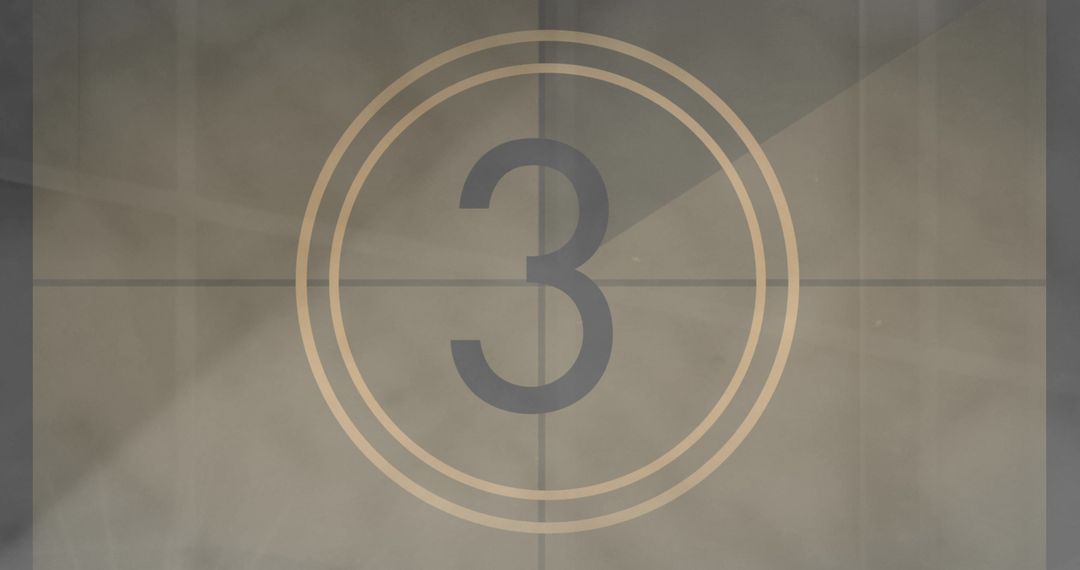 Vintage Film Countdown Overlay with Number Three in Center