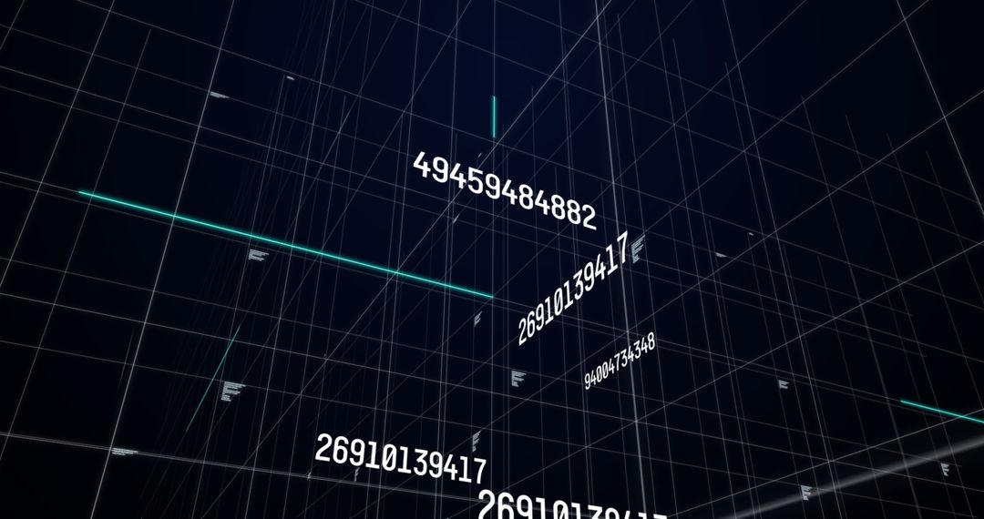 Abstract Digital Data Numbers on Digital Grid Background