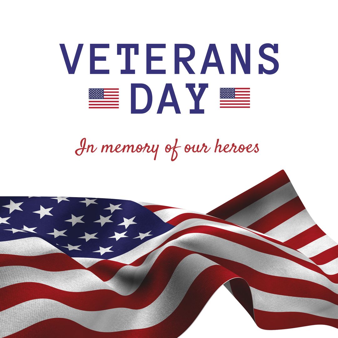 Veterans Day Celebration with United States Flag and Memorial Message - Download Free Stock Templates Pikwizard.com