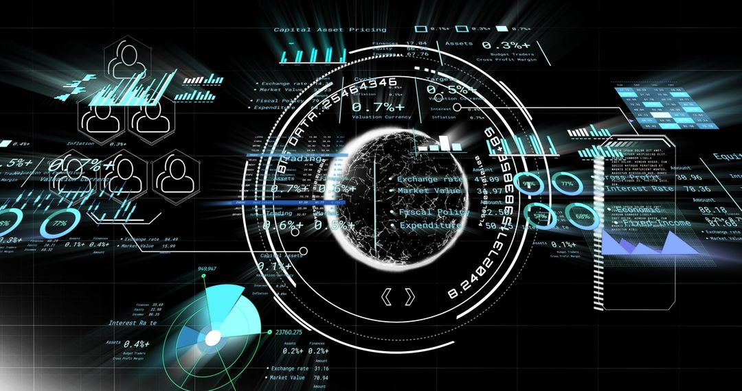 Futuristic Holographic Globe with Digital Data Interfaces