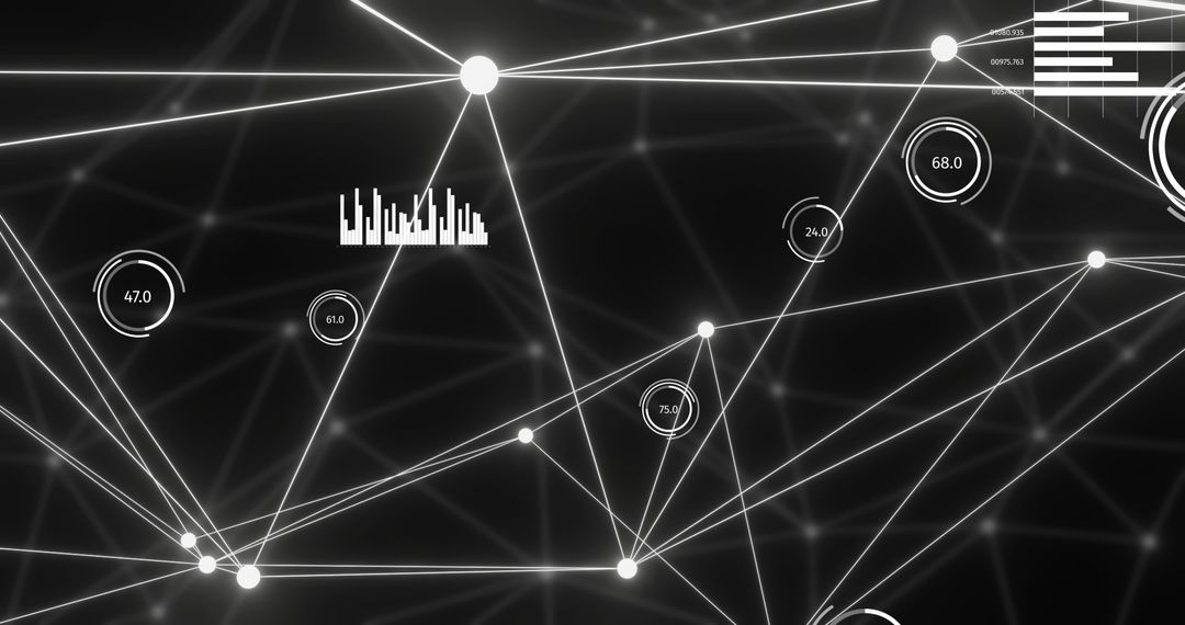 Digital Network Graph with Glowing Links and Data Points