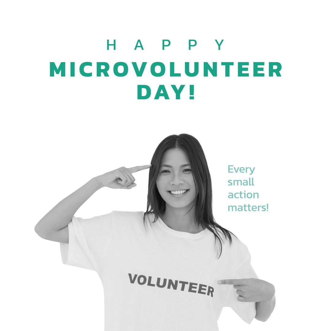 Happy Microvolunteer Day Celebration with Smiling Asian Woman - Download Free Stock Templates Pikwizard.com