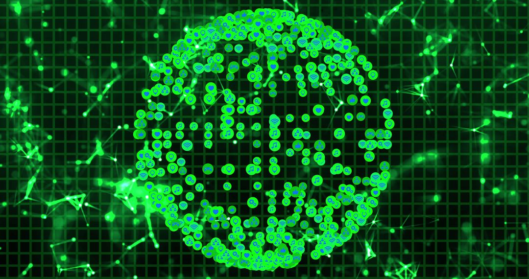 Digital Network Globe Concept with Icon Connections