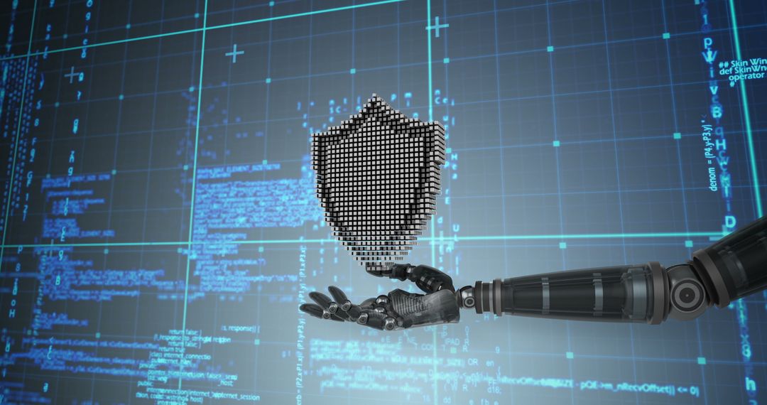 Robotic Hand Displaying Cybersecurity in Virtual Network