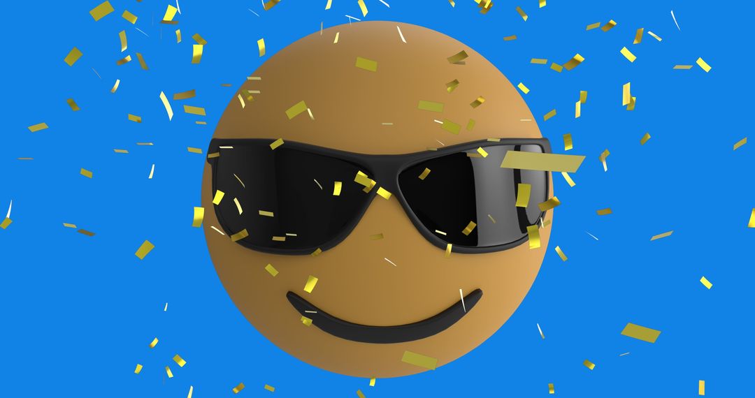Cool Sunglasses Emoji with Celebratory Confetti