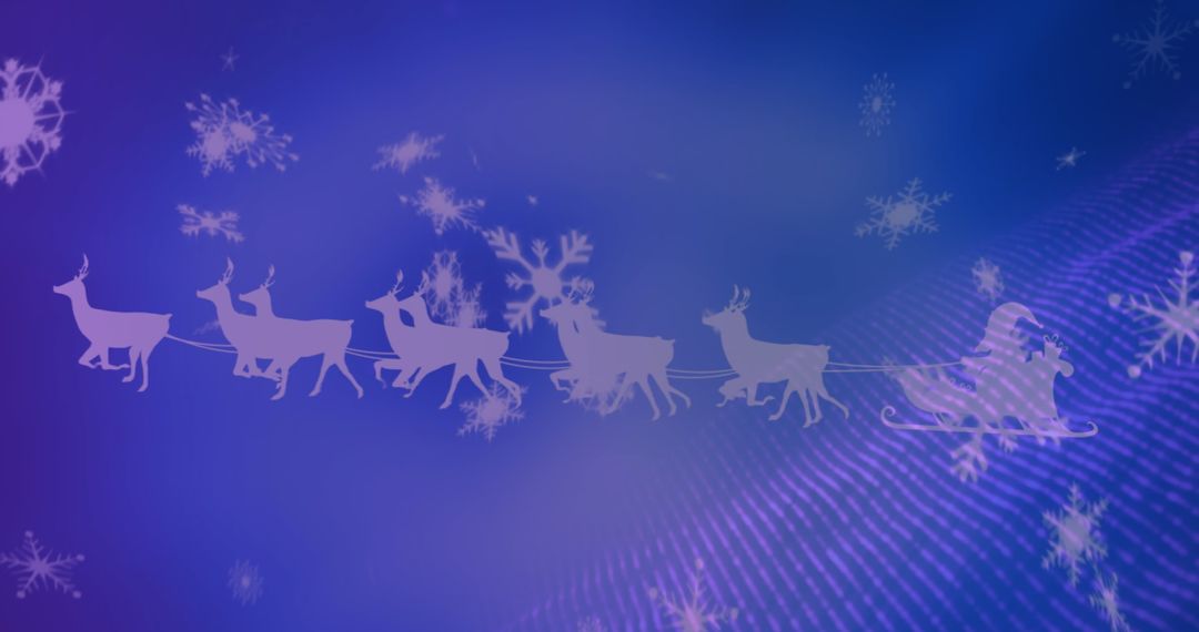 Silhouetted Santa and Reindeer over Snowy Blue Background - Free Images, Stock Photos and Pictures on Pikwizard.com