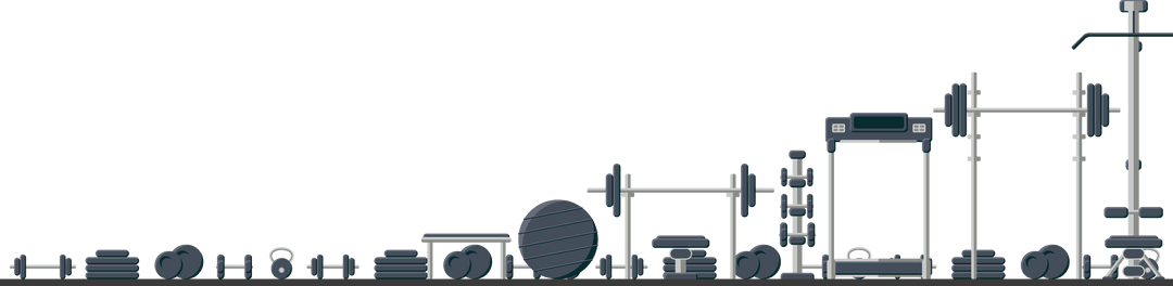Transparent Gym Equipment Layout With Dumbbells And Machines