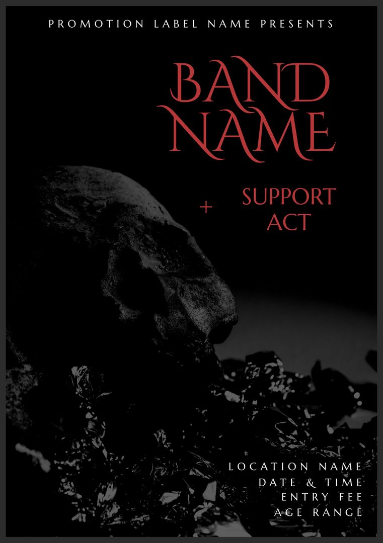 Concert Poster with Skull Graphic and Holding Text for Band Name - Download Free Stock Templates Pikwizard.com