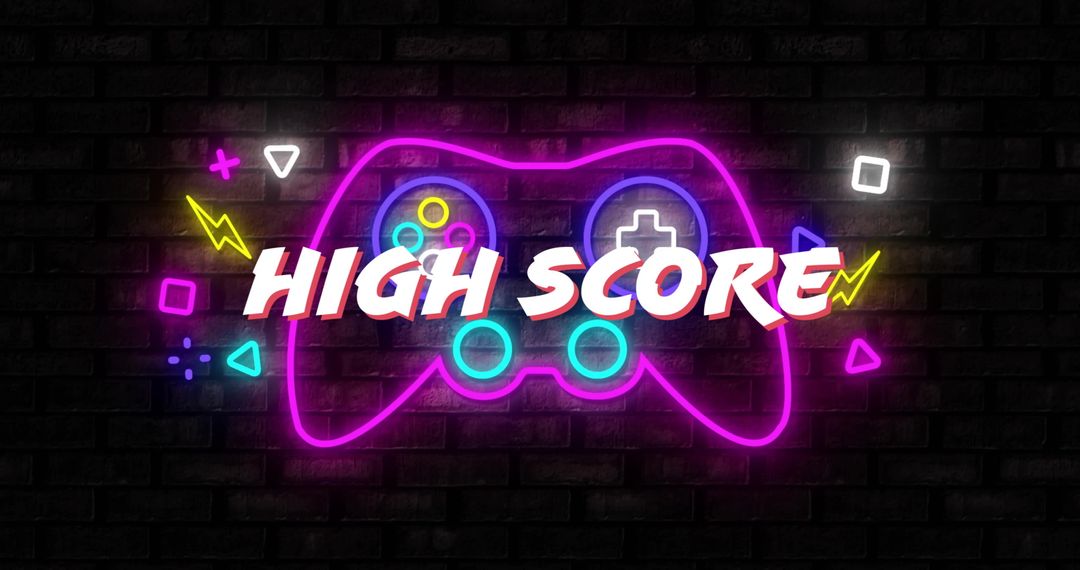 Neon Gamepad with High Score Text Vivid Impressions