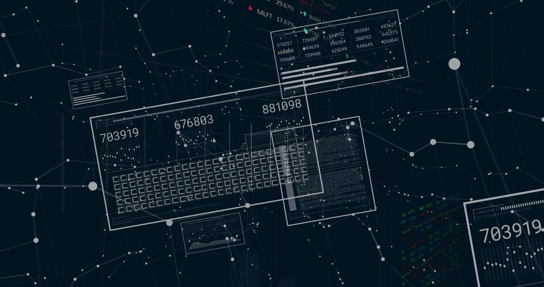 Innovative Digital Network Interface Displaying Numeric Data Overlay