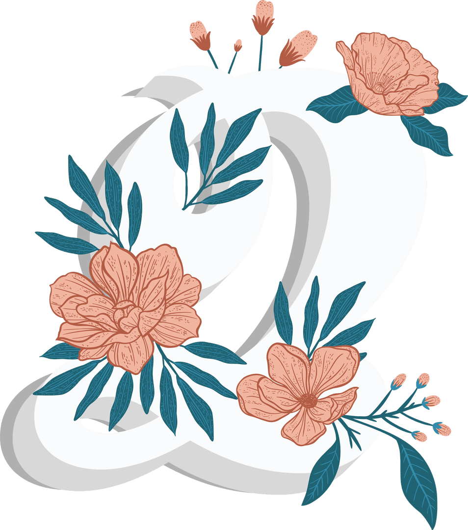 Abstract White Floral Shape with Transparent Background