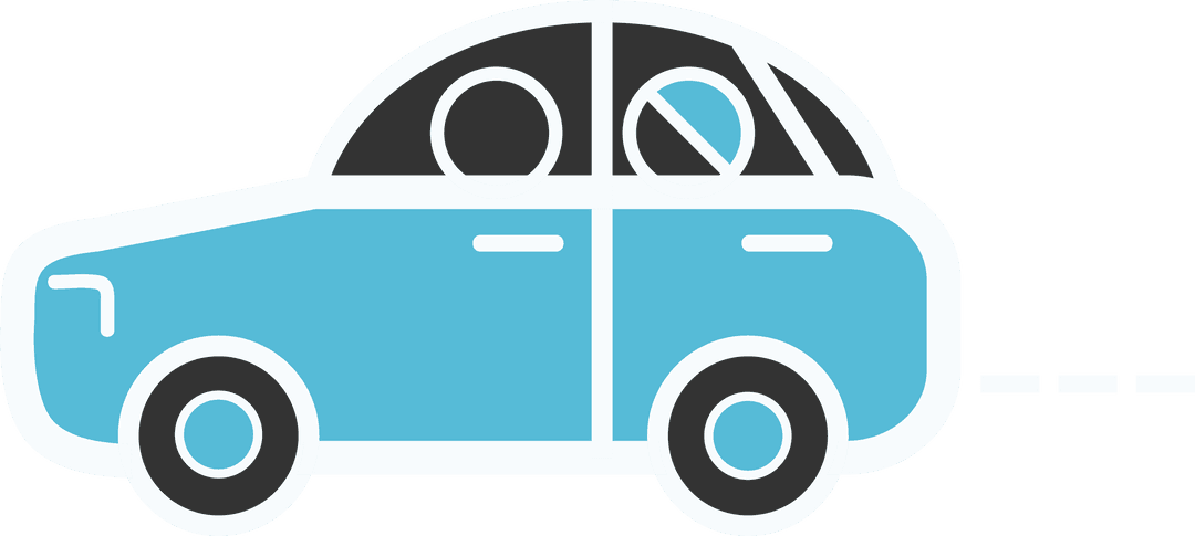 Blue Car Illustration on Transparent Background for Travel