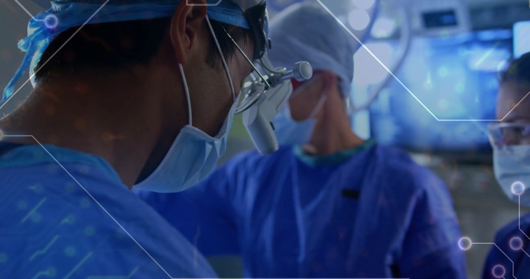 Surgeon in Operating Room with Advanced Medical Technology