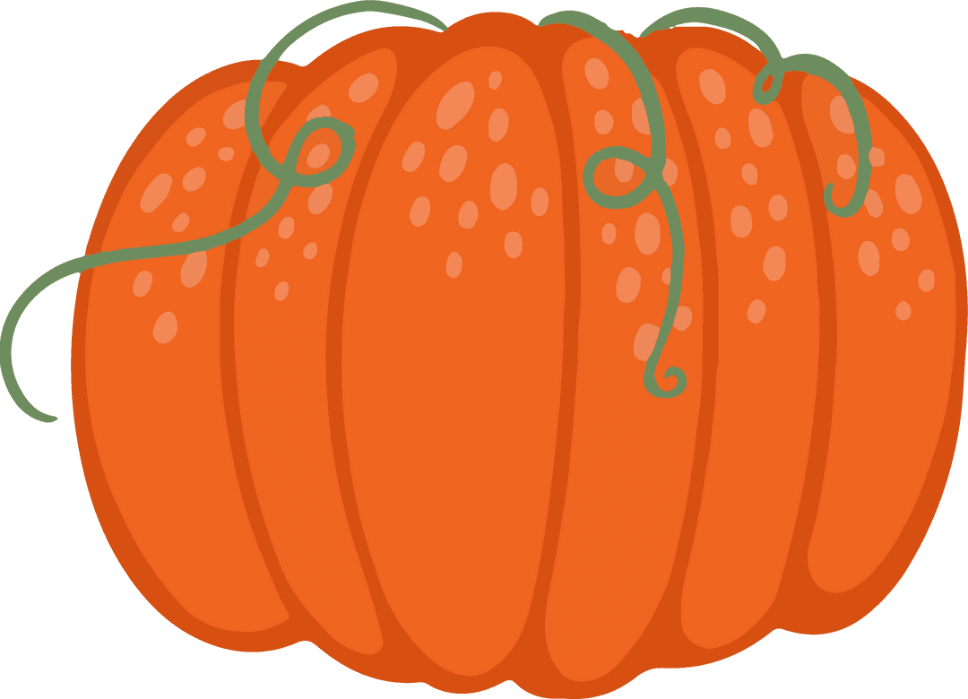 Vibrant Whimsical Pumpkin with Curling Tendrils Transparent