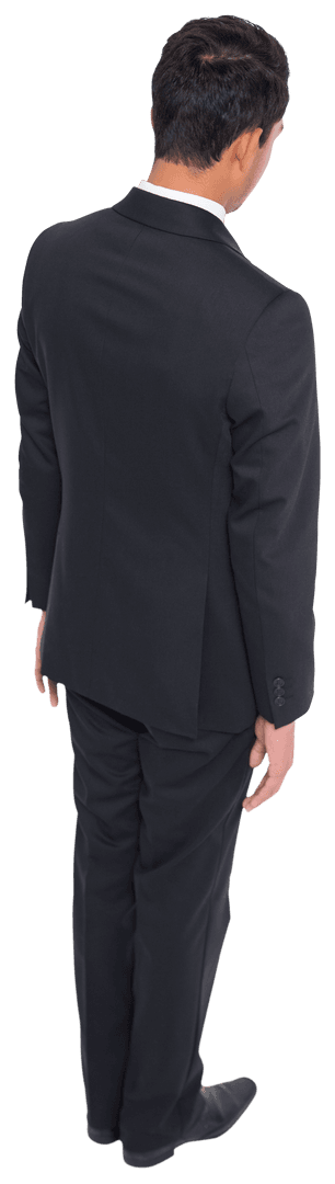 Transparent Businessman Turning Backward in Formal Suit