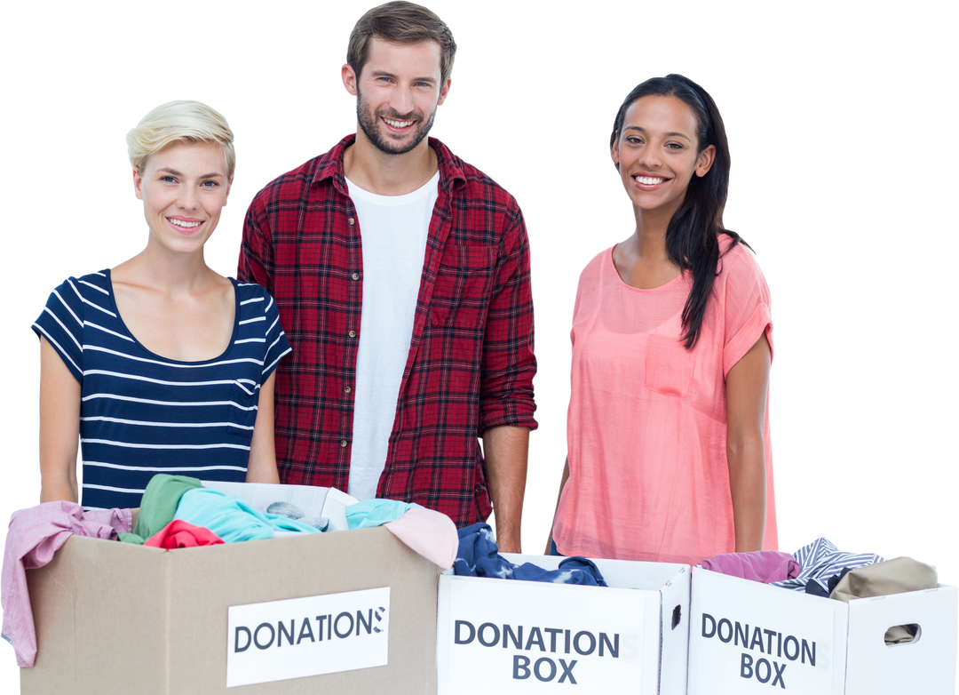 Diverse Colleagues Volunteering with Donation Boxes Transparent Background - Download Free Stock Images Pikwizard.com