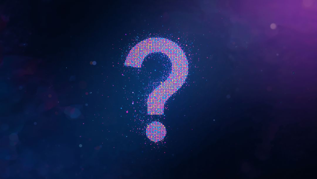 Glowing Pixelated Question Mark in Digital Space