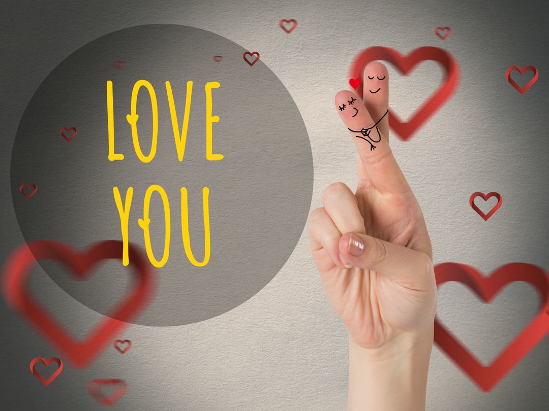 Cute Finger Characters with Love Message for Valentine's Day - Download Free Stock Templates Pikwizard.com