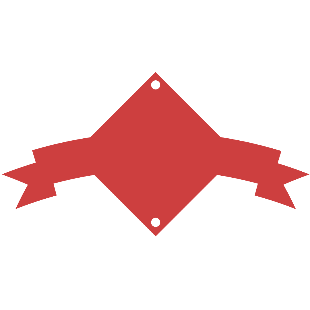 Red Badge with Ribbons on Transparent Background