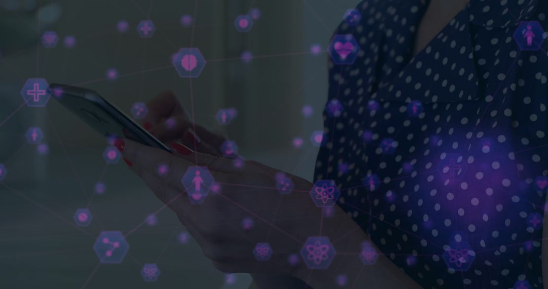 Businesswoman Using Smartphone with Digital Interface on Make Decisions Globally