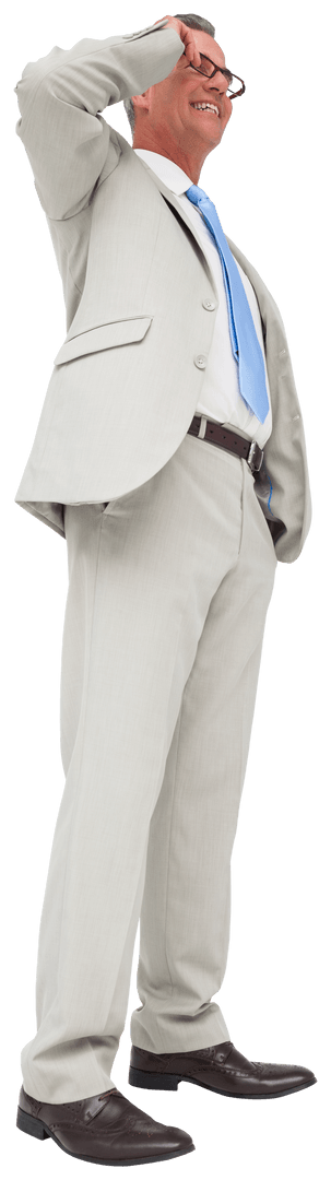 Caucasian Business Executive in Light Suit Smiling on Transparent Background