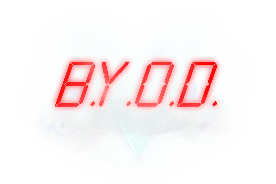 BYOD Digital Letters on Sci-Fi Transparent Cloud Background