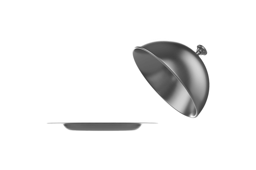 Floating Cloche and Plate on Transparent Background