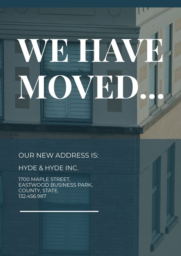 Business Relocation Announcement with Building Background
