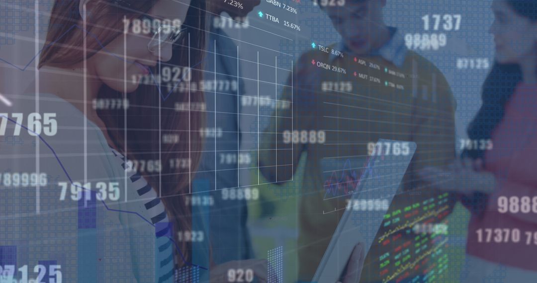 Business Team Analyzing Digital Financial Market Data Trends