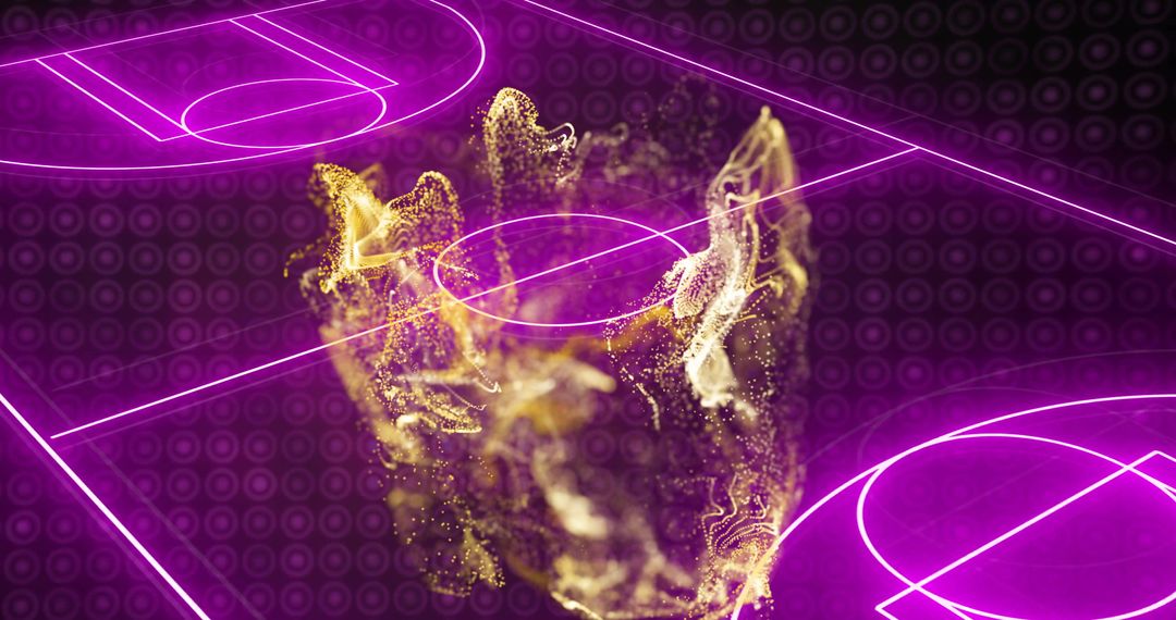 Abstract Dynamic Swirl Over Neon Basketball Court