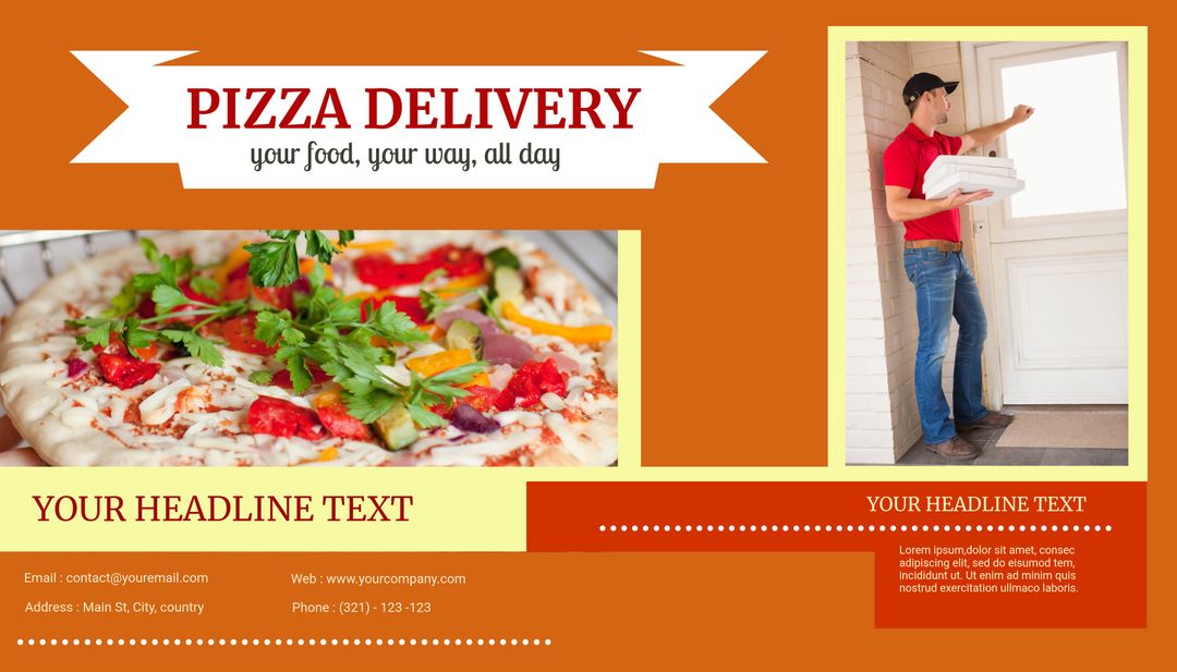 Pizza Delivery Service Yard Sign with Fresh Pizza and Courier - Download Free Stock Templates Pikwizard.com