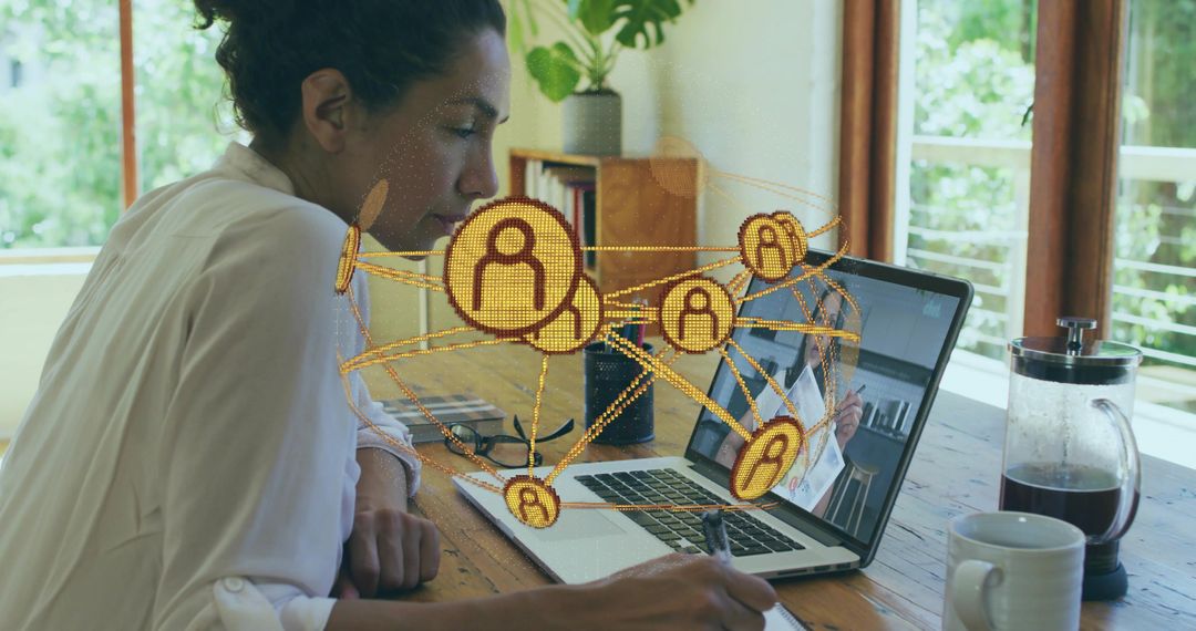 Modern Professional Woman Collaborating in Innovative Workspace