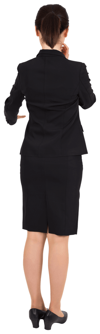 Transparent Businesswoman Contemplating from Back View PNG