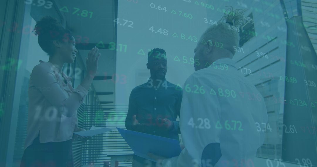 Diverse Team Brainstorming in Modern Office with Digital Screens