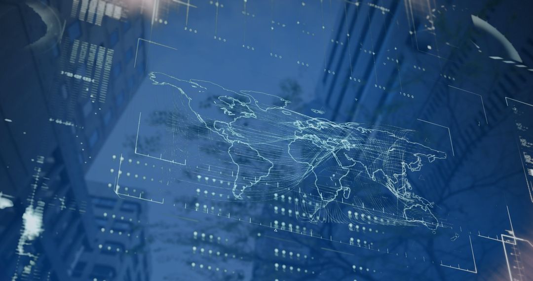 Futuristic Digital Interface on Urban Skyline