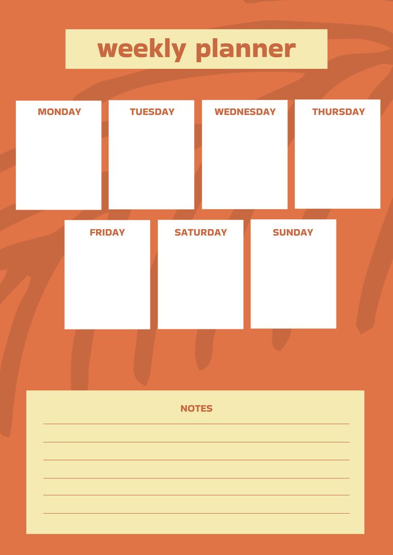 Warm-Toned Weekly Planner with Notes Section - Download Free Stock Templates Pikwizard.com