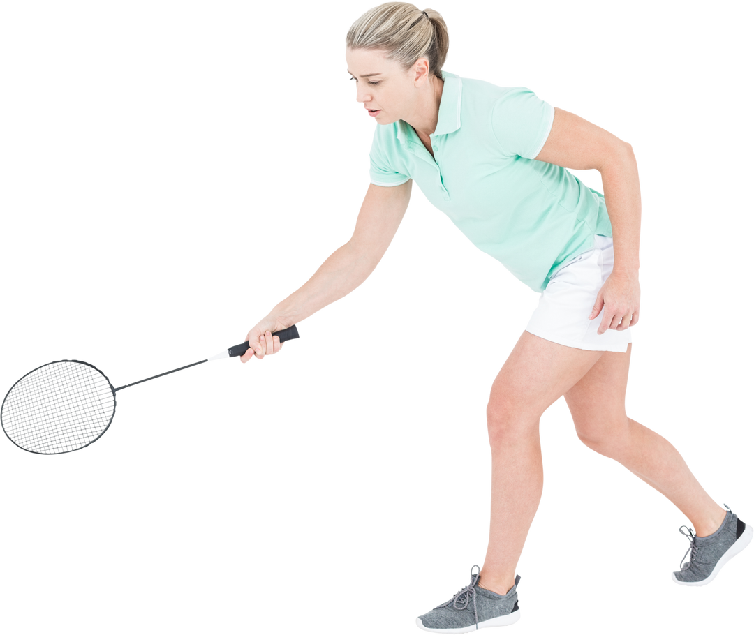 Active Female Badminton Player in Motion on Transparent Background - Download Free Stock Images Pikwizard.com