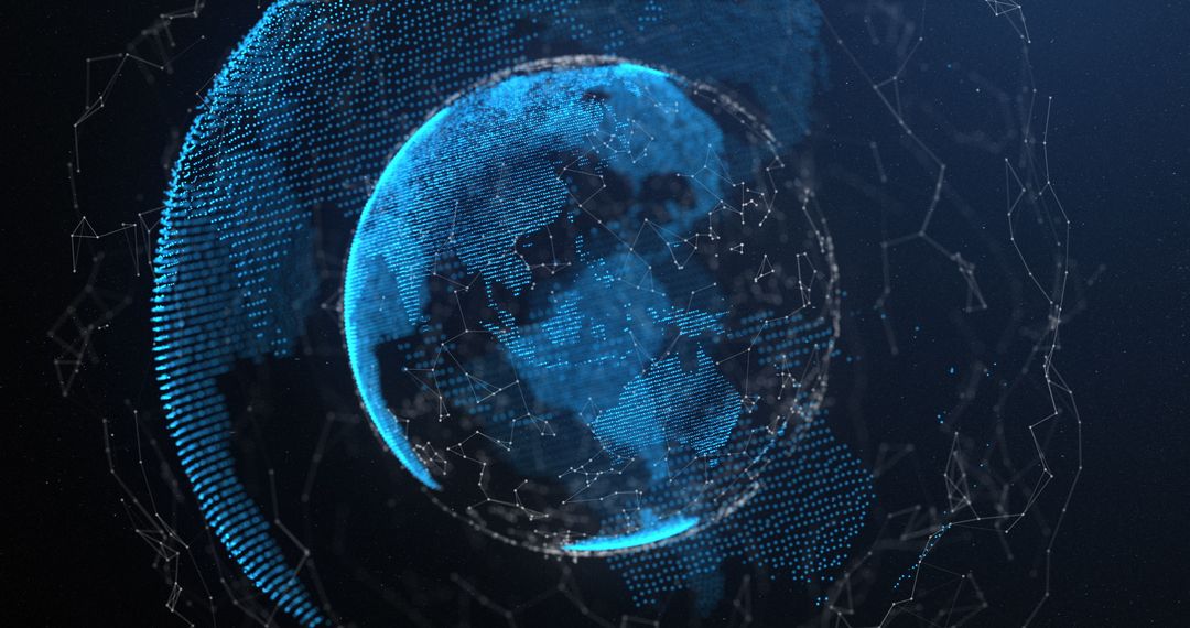 Digital Earth Model with Glowing Network Connections