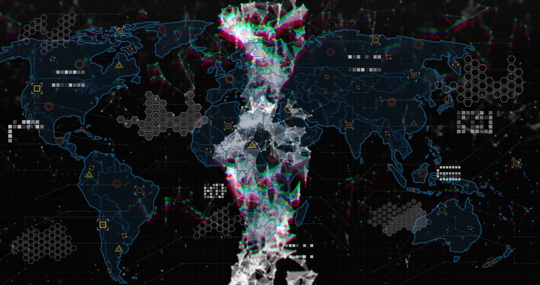Digital DNA Overlays on Global Map, Futuristic Data Concepts