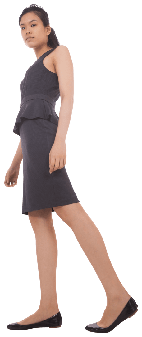 Transparent Image of Asian Businesswoman Walking Determinedly