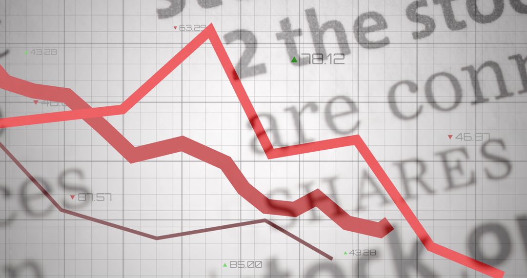 Abstract Financial Chart with Declining Red Lines