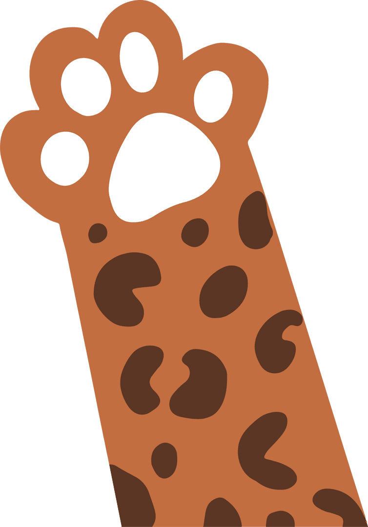 Playful Cartoon Feline Paw with Spot Patterns on Transparent Background
